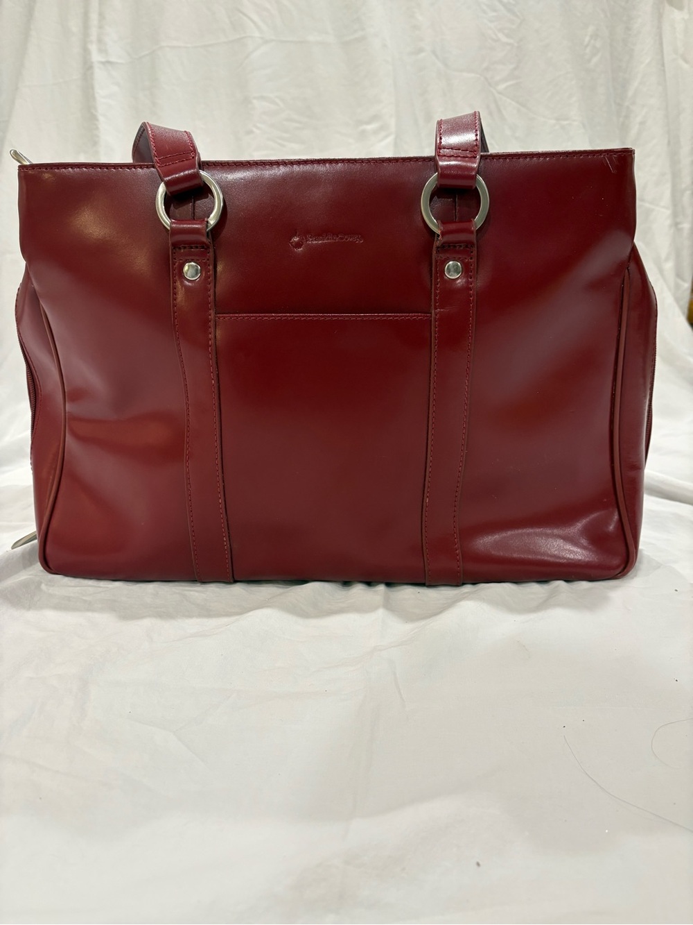 Franklin Covey Burgundy Leather Laptop Tote